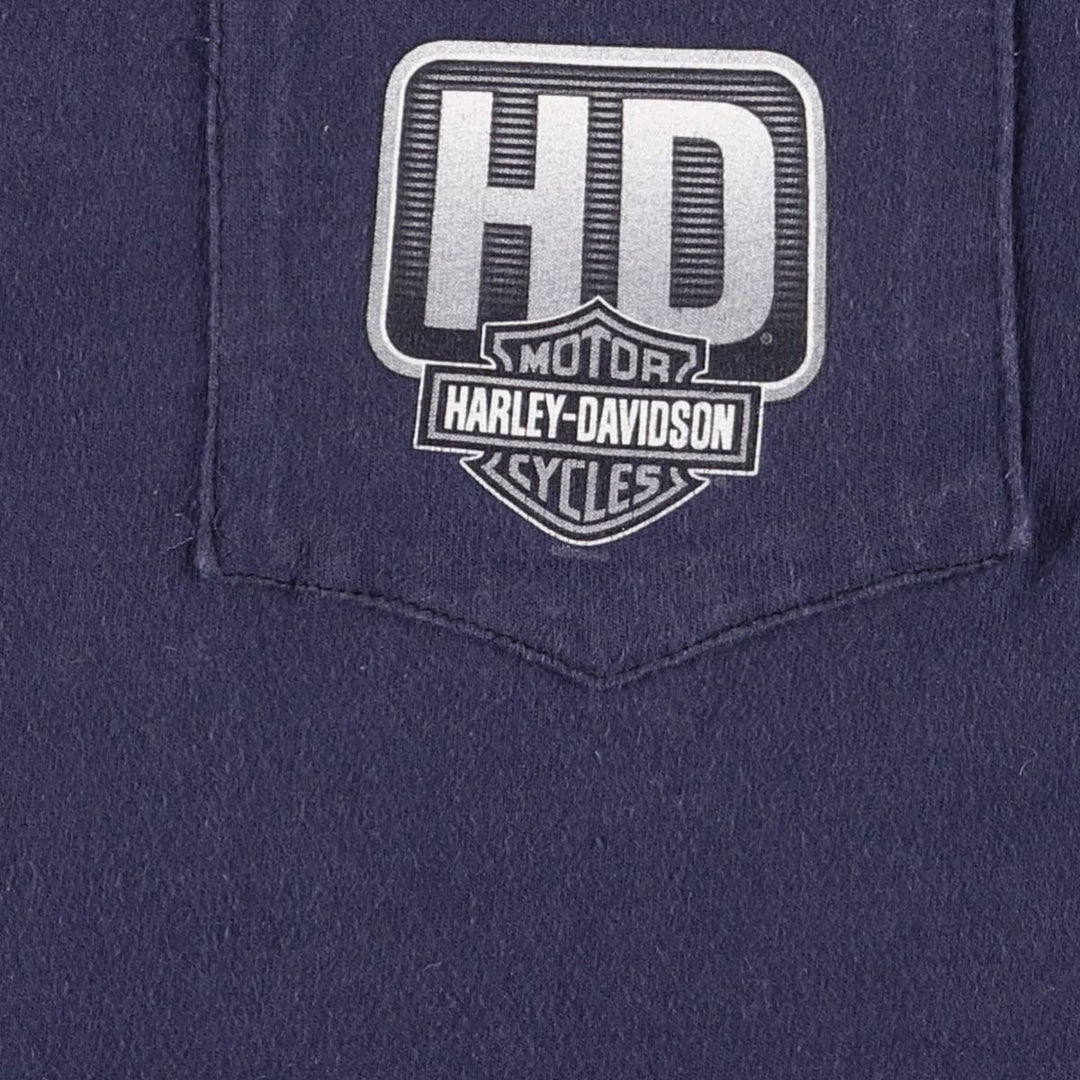00'S Harley-Davidson Motorcycle Bike T-shirt Made in USA Men's M size cotton navy blue type Vintage Second Hand
