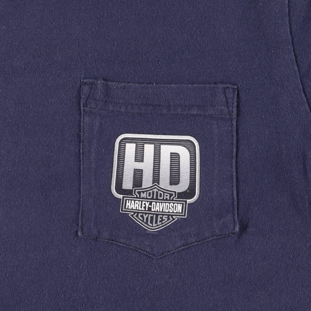 00'S Harley-Davidson Motorcycle Bike T-shirt Made in USA Men's M size cotton navy blue type Vintage Second Hand