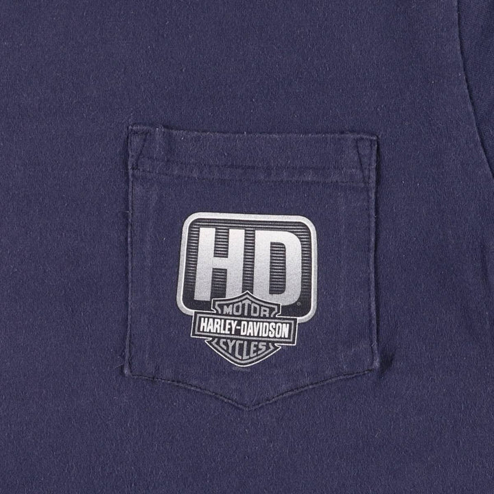 00'S Harley-Davidson Motorcycle Bike T-shirt Made in USA Men's M size cotton navy blue type Vintage Second Hand