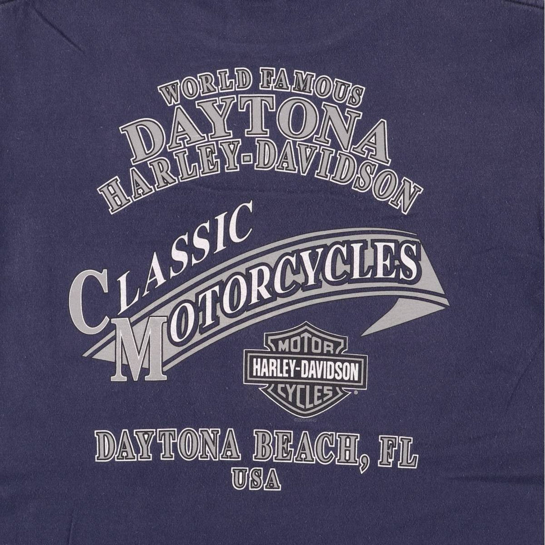 00'S Harley-Davidson Motorcycle Bike T-shirt Made in USA Men's M size cotton navy blue type Vintage Second Hand