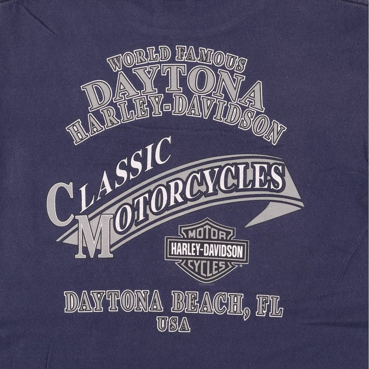 00'S Harley-Davidson Motorcycle Bike T-shirt Made in USA Men's M size cotton navy blue type Vintage Second Hand