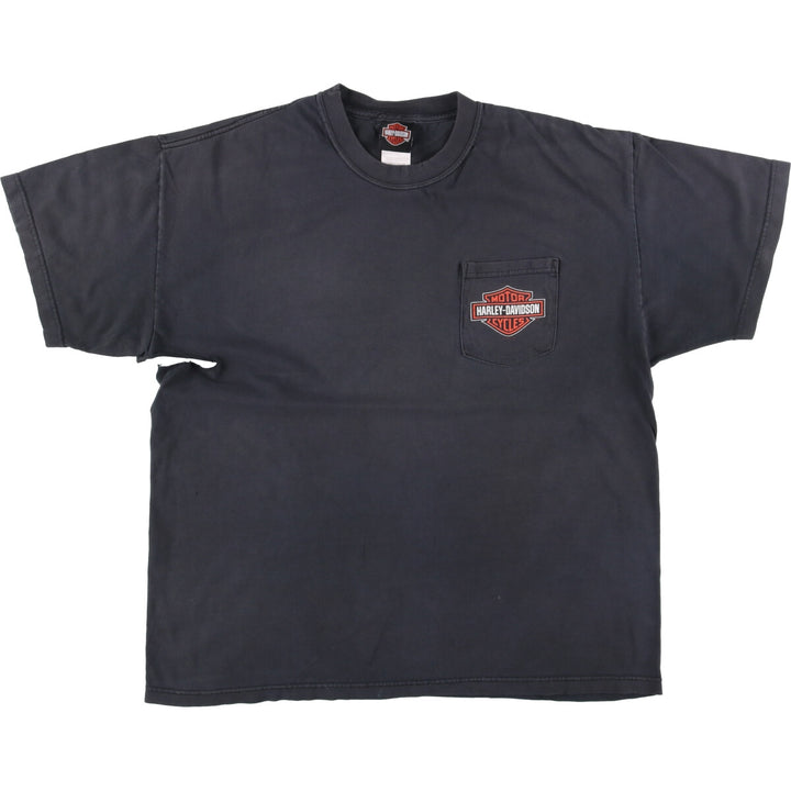 00'S Harley-Davidson Motorcycle Bike T-shirt Made in USA Men's XL cotton black type Vintage Second Hand