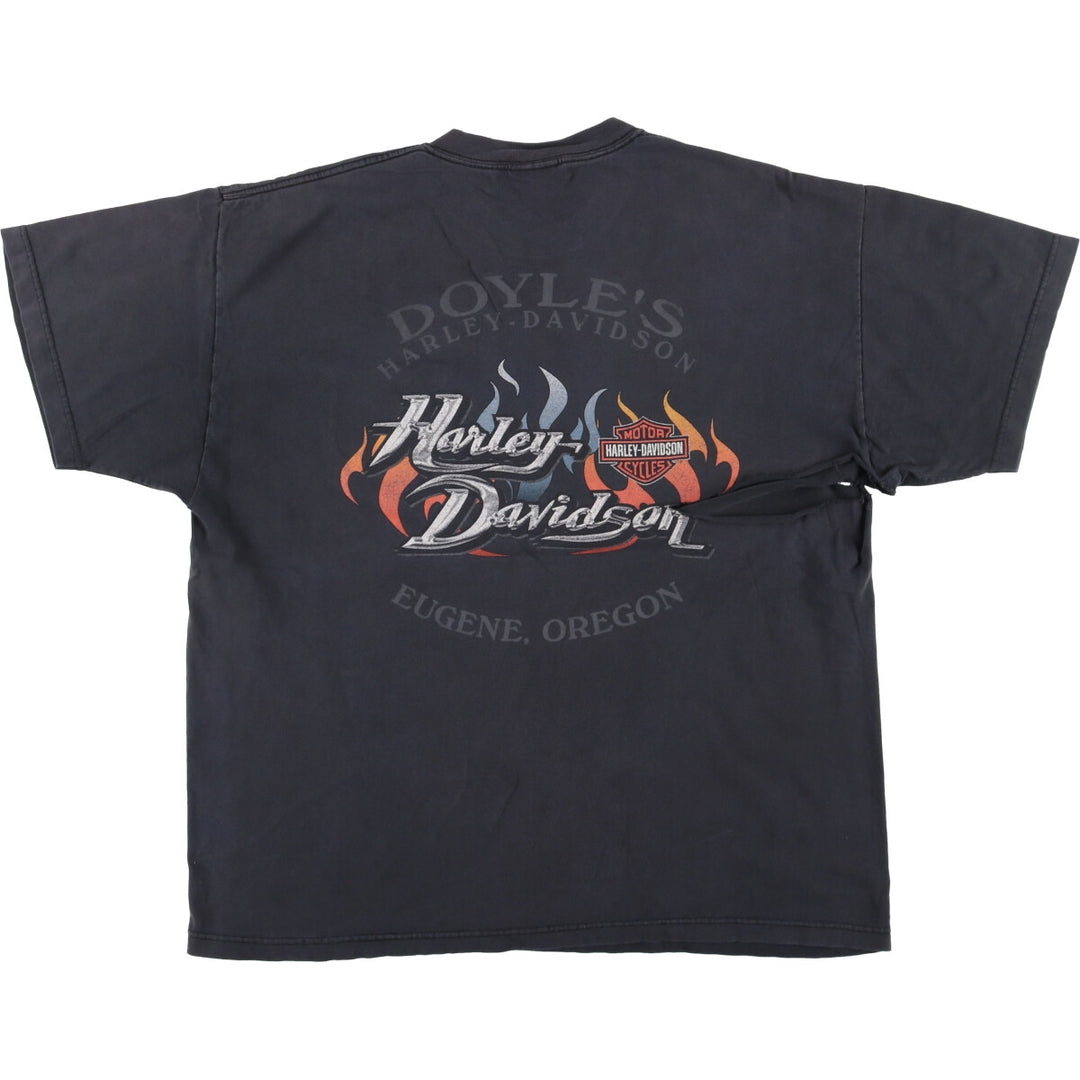 00'S Harley-Davidson Motorcycle Bike T-shirt Made in USA Men's XL cotton black type Vintage Second Hand