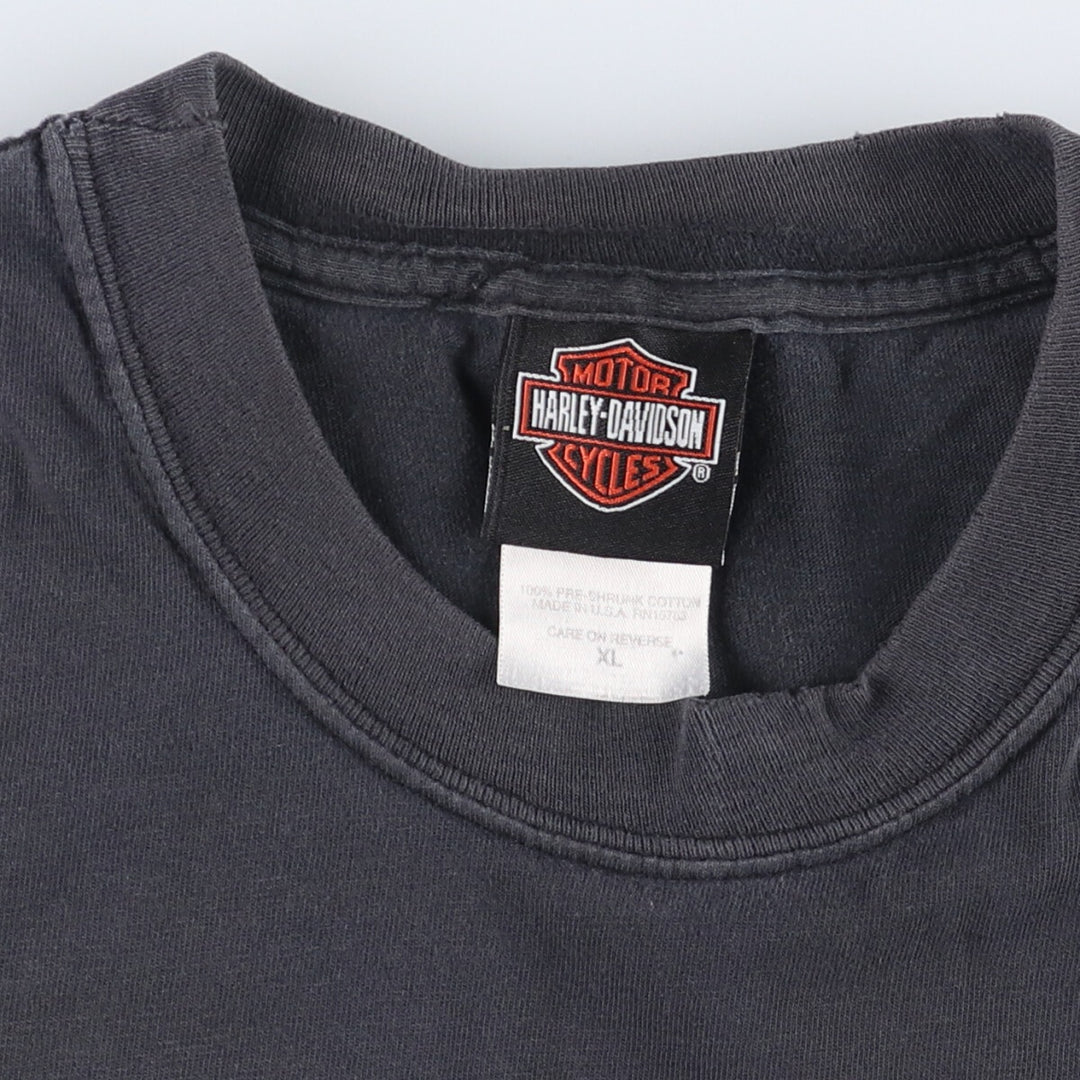 00'S Harley-Davidson Motorcycle Bike T-shirt Made in USA Men's XL cotton black type Vintage Second Hand