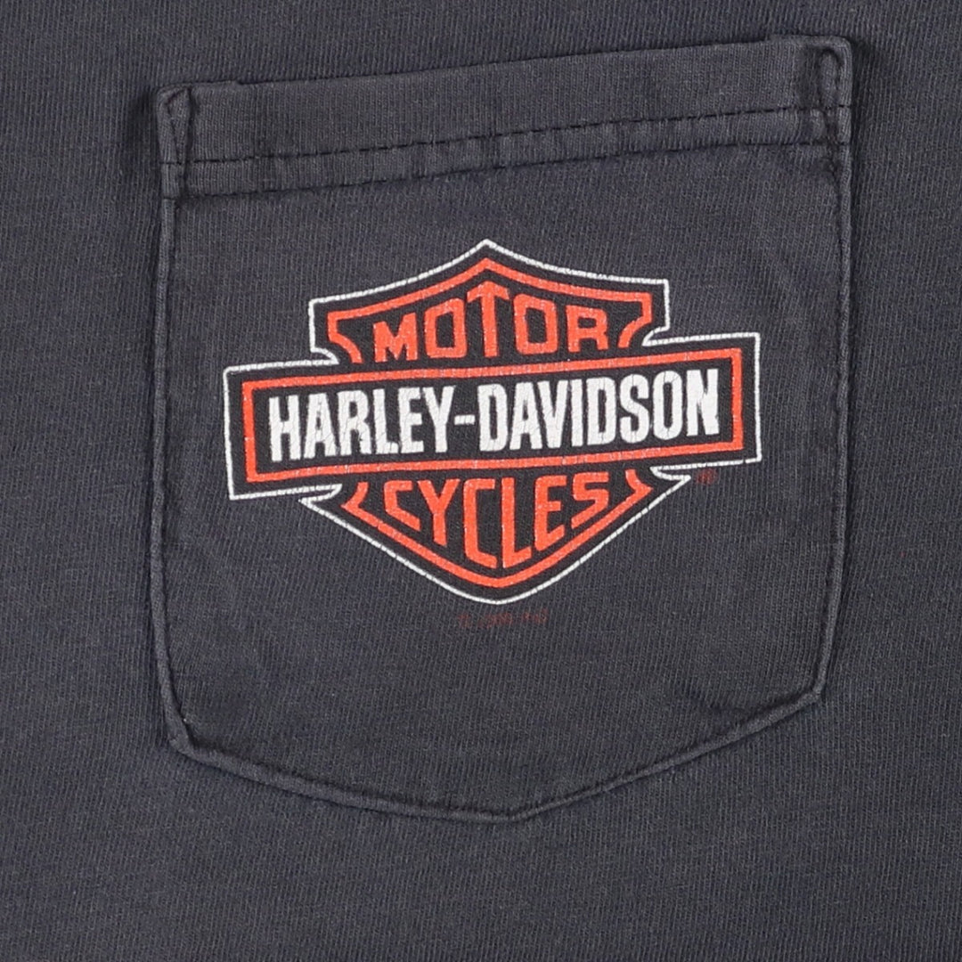 00'S Harley-Davidson Motorcycle Bike T-shirt Made in USA Men's XL cotton black type Vintage Second Hand