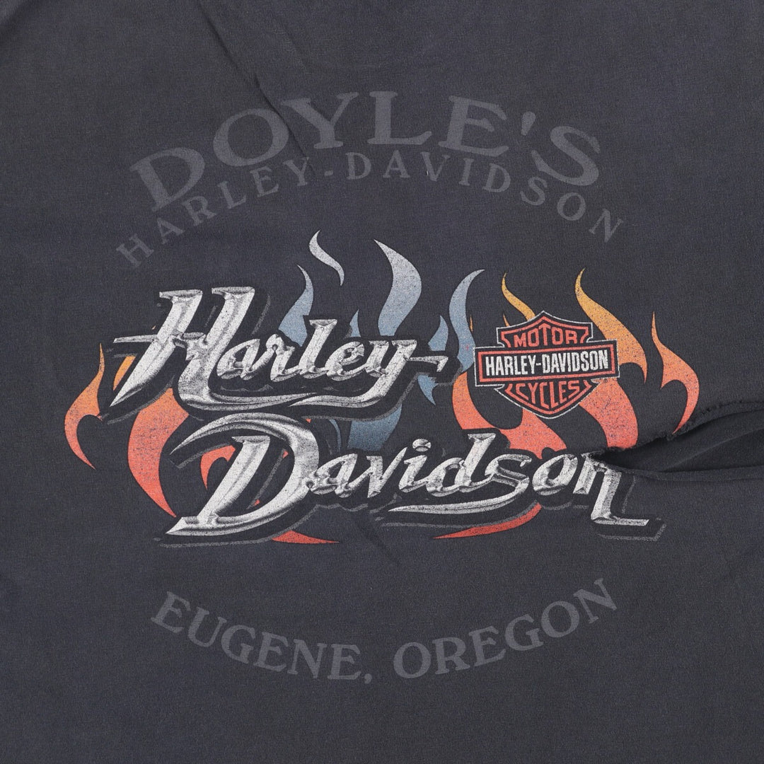 00'S Harley-Davidson Motorcycle Bike T-shirt Made in USA Men's XL cotton black type Vintage Second Hand