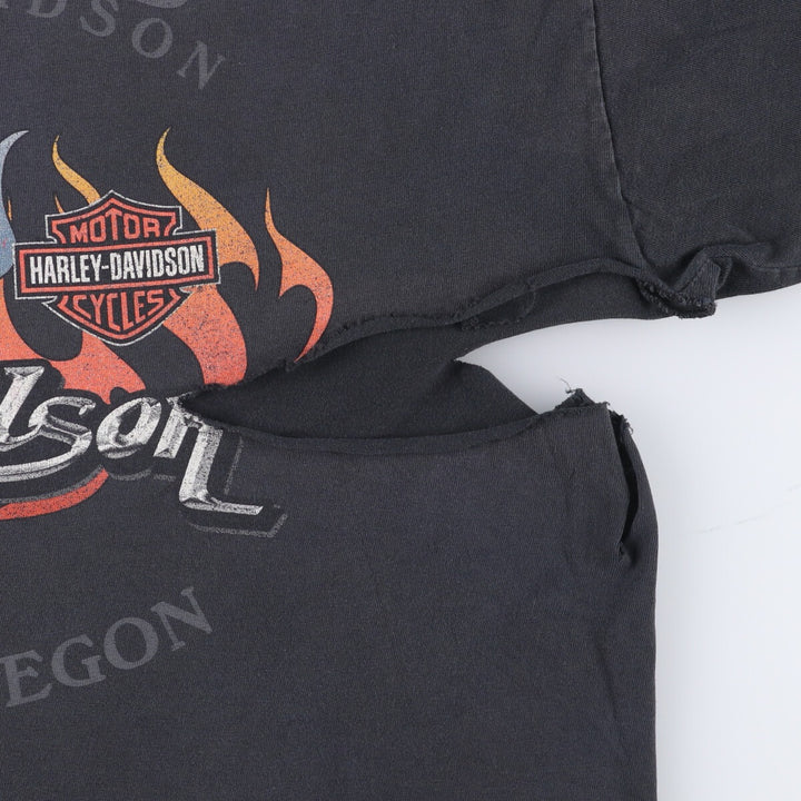 00'S Harley-Davidson Motorcycle Bike T-shirt Made in USA Men's XL cotton black type Vintage Second Hand
