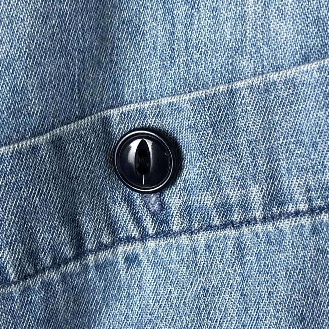 Ralph Lauren POLO by Ralph Lauren Half-Zip Pullover Long Sleeve Denim Shirt, Men's XXL cotton blue type Vintage Second Hand