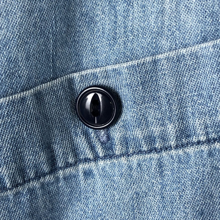 Ralph Lauren POLO by Ralph Lauren Half-Zip Pullover Long Sleeve Denim Shirt, Men's XXL cotton blue type Vintage Second Hand