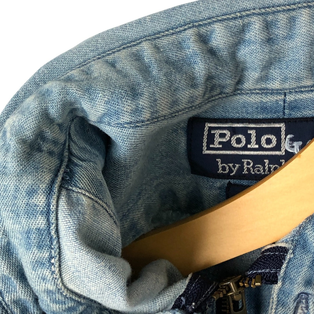 Ralph Lauren POLO by Ralph Lauren Half-Zip Pullover Long Sleeve Denim Shirt, Men's XXL cotton blue type Vintage Second Hand