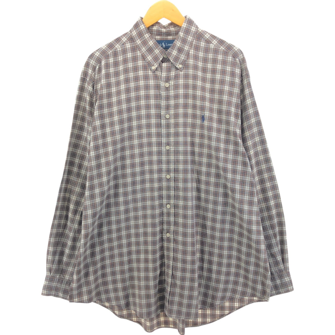 Ralph Lauren Classic Fit Long Sleeve Button Down Check Shirt Men's XL cotton brown type Vintage Second Hand