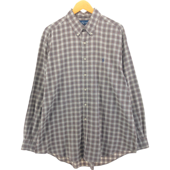 Ralph Lauren Classic Fit Long Sleeve Button Down Check Shirt Men's XL cotton brown type Vintage Second Hand