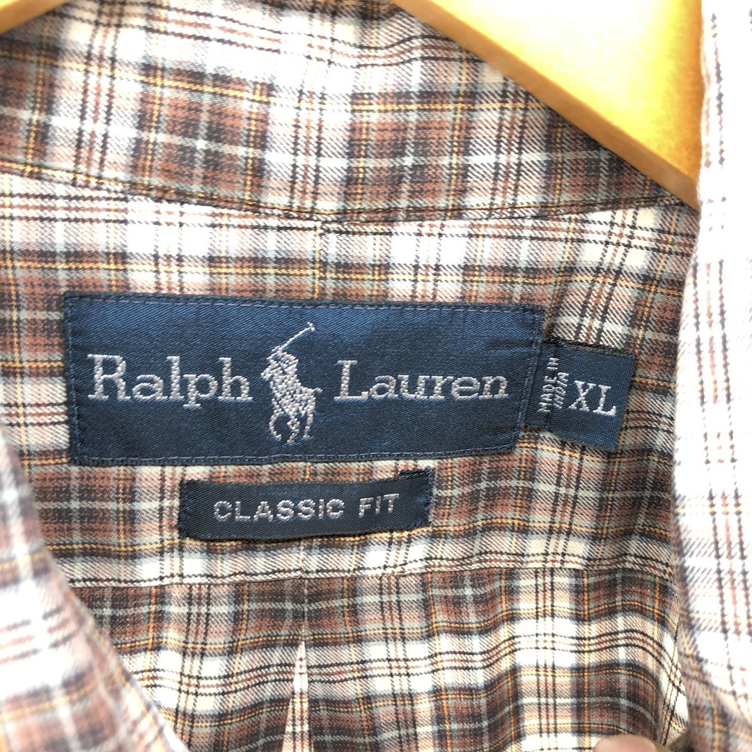 Ralph Lauren Classic Fit Long Sleeve Button Down Check Shirt Men's XL cotton brown type Vintage Second Hand
