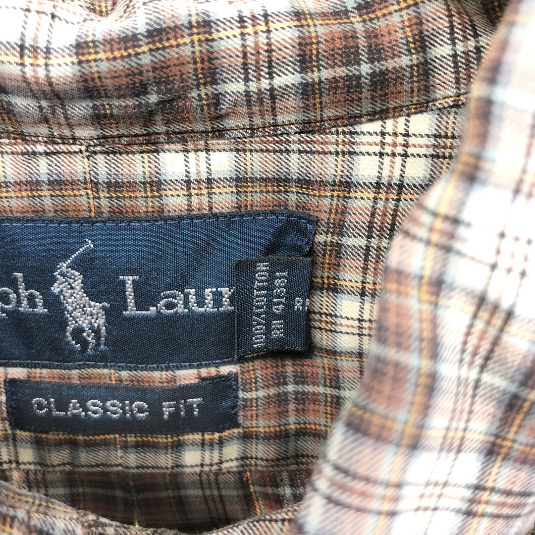 Ralph Lauren Classic Fit Long Sleeve Button Down Check Shirt Men's XL cotton brown type Vintage Second Hand