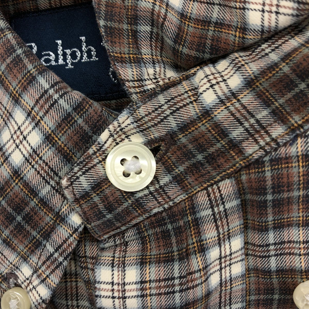 Ralph Lauren Classic Fit Long Sleeve Button Down Check Shirt Men's XL cotton brown type Vintage Second Hand