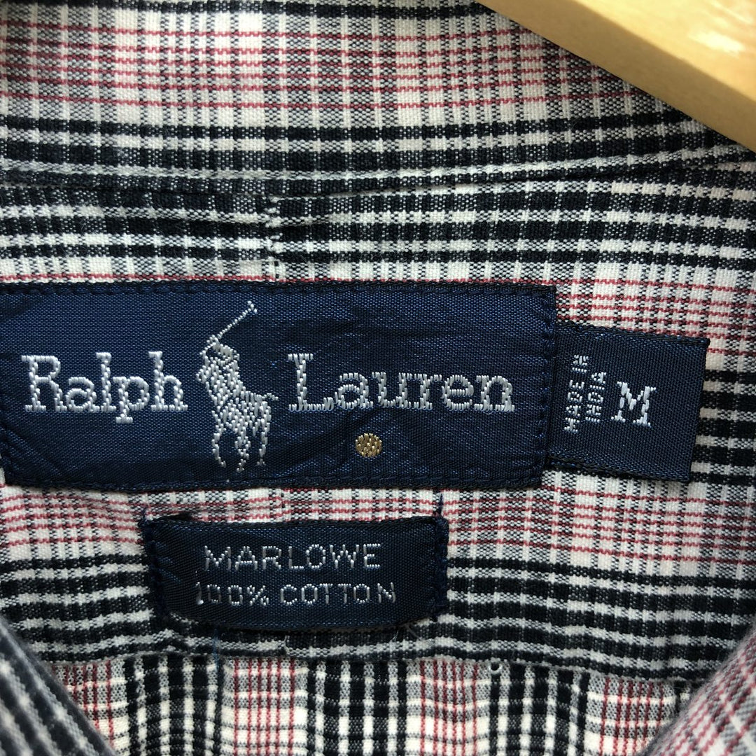 Ralph Lauren MARLOWE long sleeve button down check shirt, men's size M cotton black type Vintage Second Hand