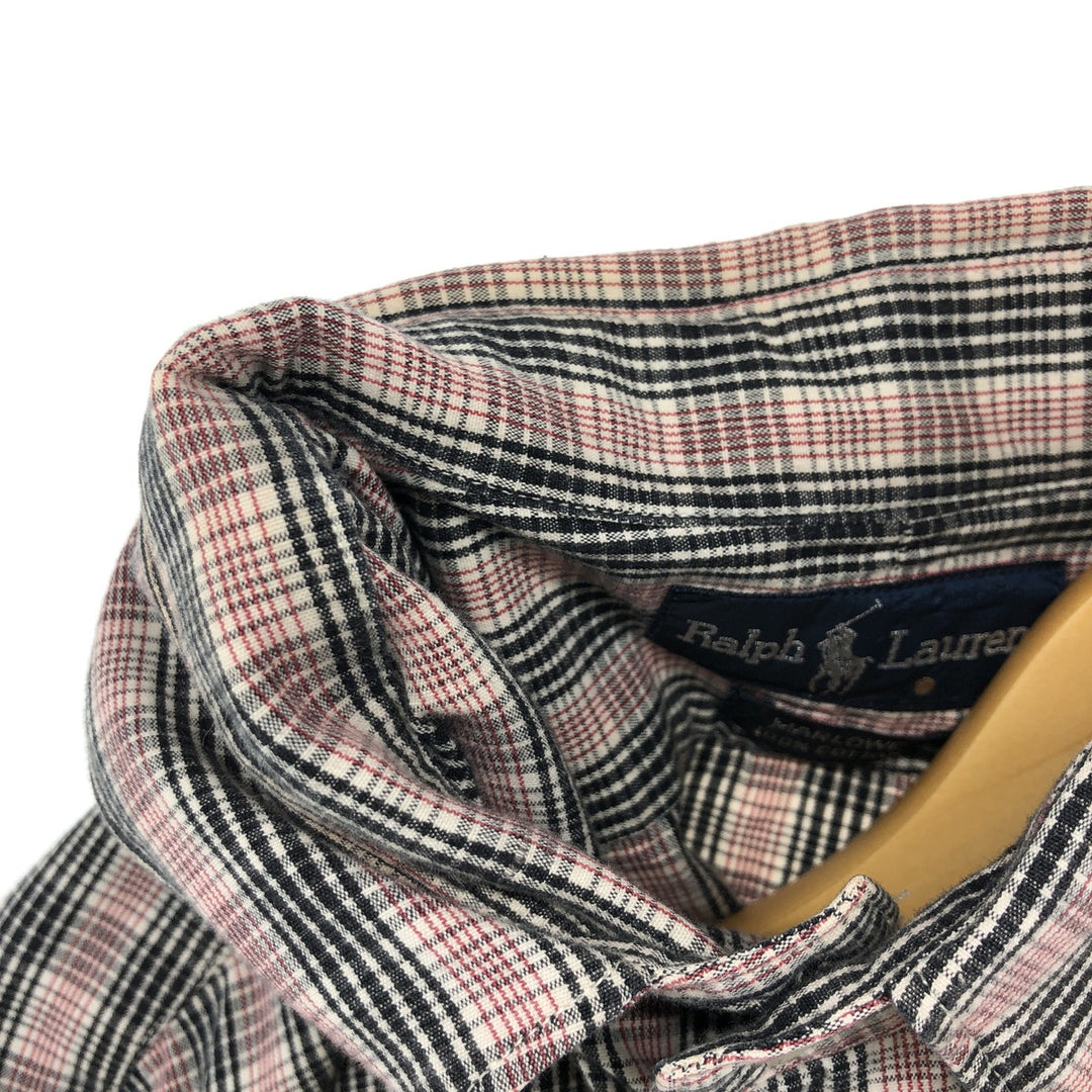 Ralph Lauren MARLOWE long sleeve button down check shirt, men's size M cotton black type Vintage Second Hand