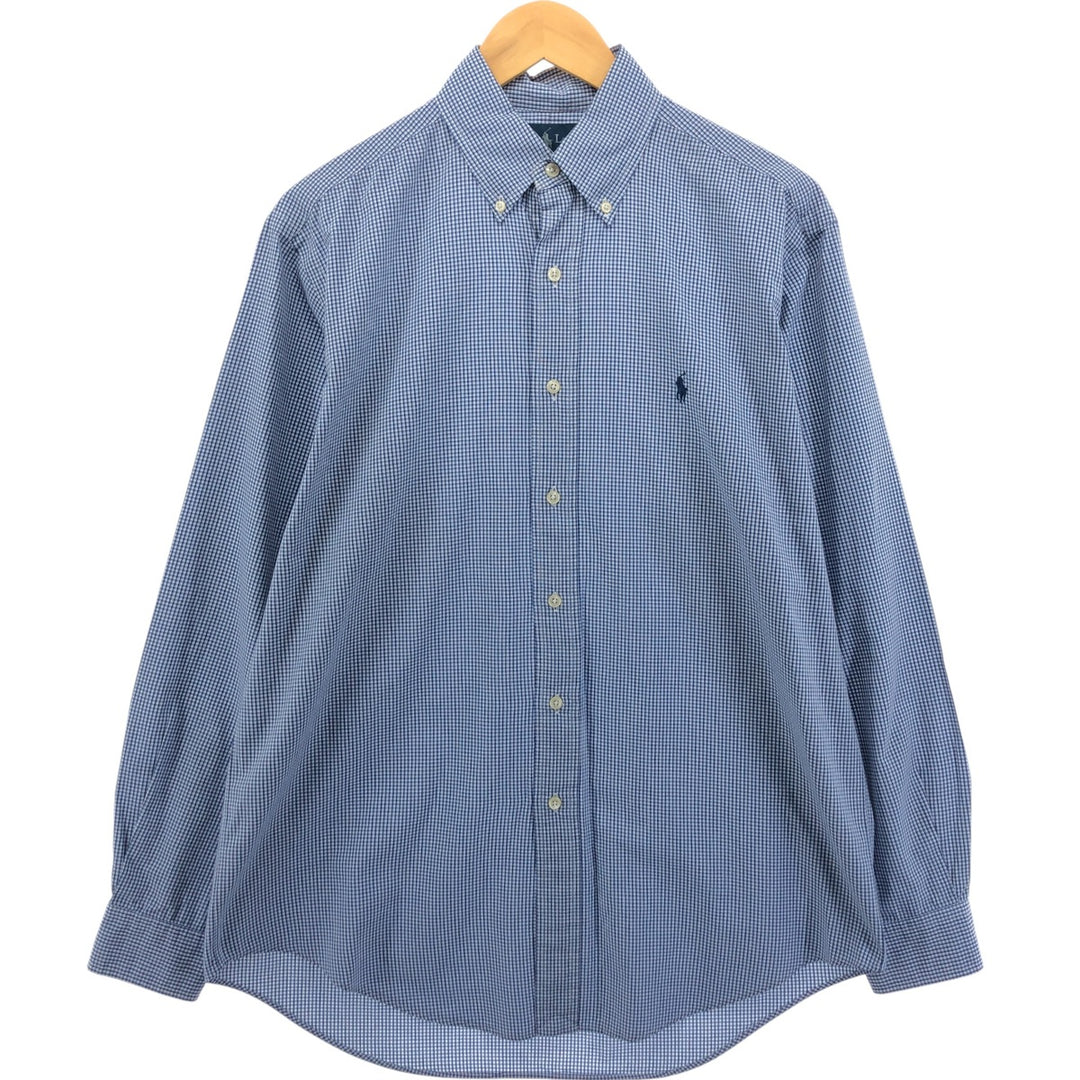 Ralph Lauren YARMOUTH Long Sleeve Button-Down Check Shirt, Men's Size L cotton blue type Vintage Second Hand