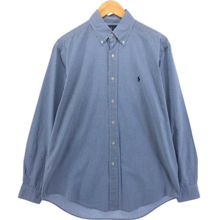 Ralph Lauren YARMOUTH Long Sleeve Button-Down Check Shirt, Men's Size L cotton blue type Vintage Second Hand