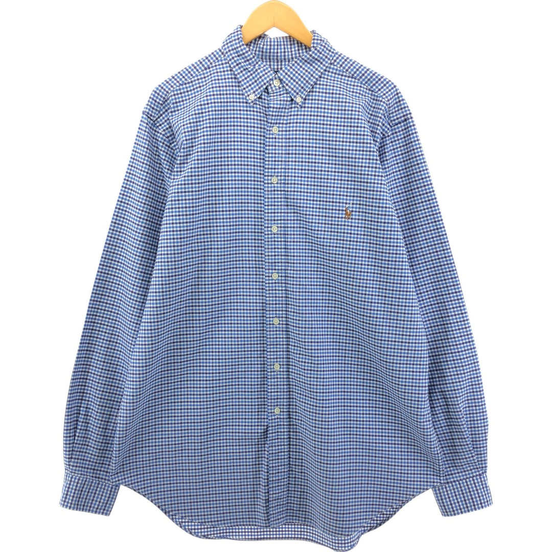 Ralph Lauren Classic Fit Long Sleeve Button Down Check Shirt Men's Size L cotton blue type Vintage Second Hand