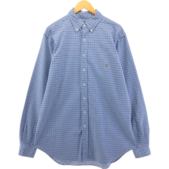 Ralph Lauren Classic Fit Long Sleeve Button Down Check Shirt Men's Size L cotton blue type Vintage Second Hand