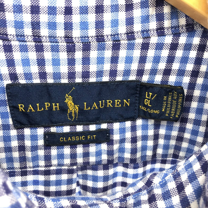 Ralph Lauren Classic Fit Long Sleeve Button Down Check Shirt Men's Size L cotton blue type Vintage Second Hand