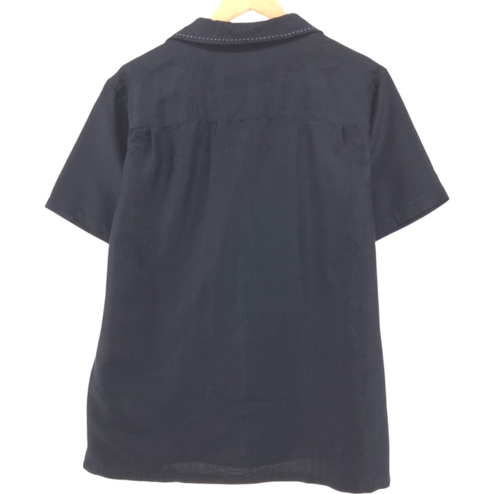 MILANO BAY Two-tone short-sleeve open-collar rayon shirt, box shirt, men's size M Rayon black type Vintage Second Hand