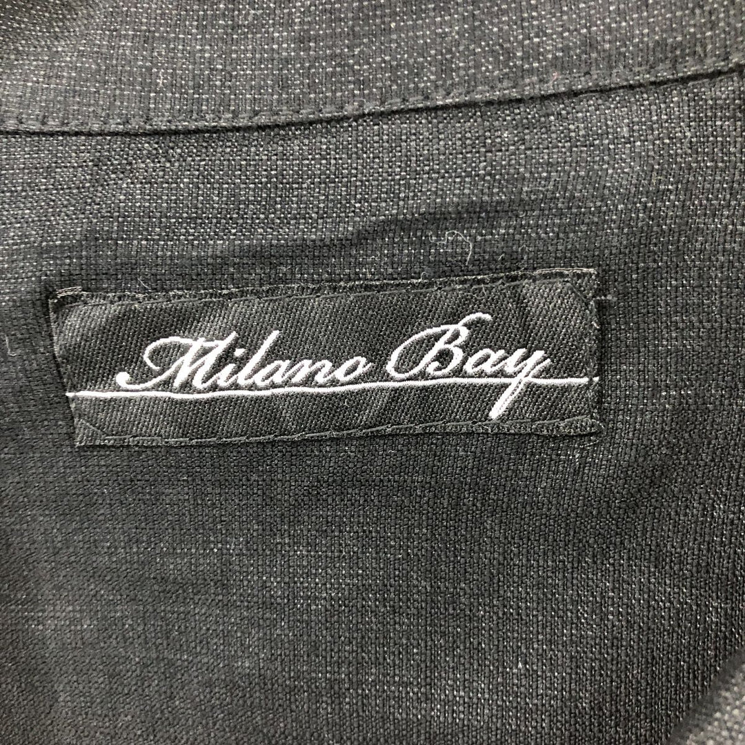 MILANO BAY Two-tone short-sleeve open-collar rayon shirt, box shirt, men's size M Rayon black type Vintage Second Hand
