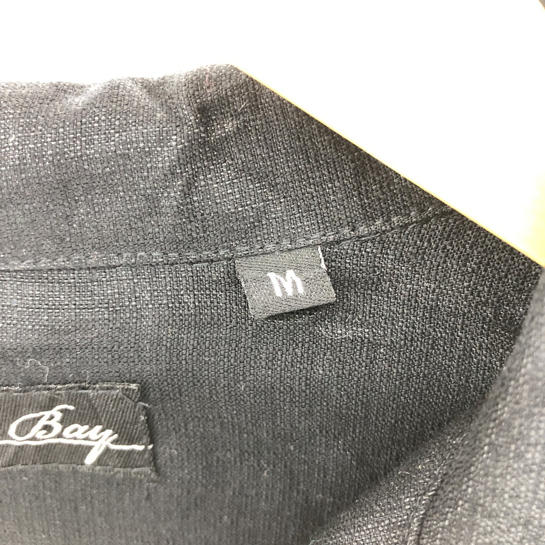 MILANO BAY Two-tone short-sleeve open-collar rayon shirt, box shirt, men's size M Rayon black type Vintage Second Hand