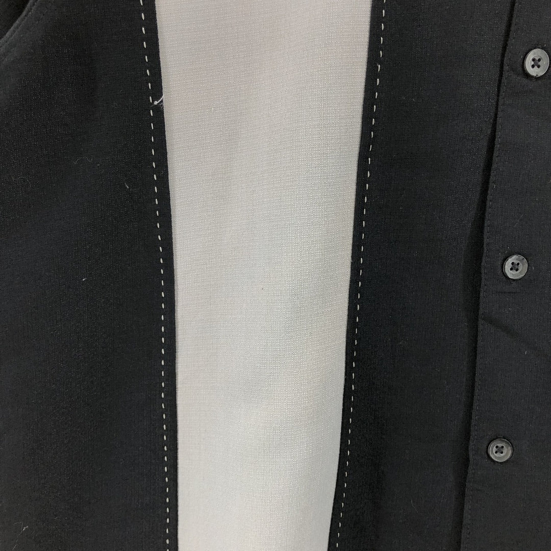 MILANO BAY Two-tone short-sleeve open-collar rayon shirt, box shirt, men's size M Rayon black type Vintage Second Hand