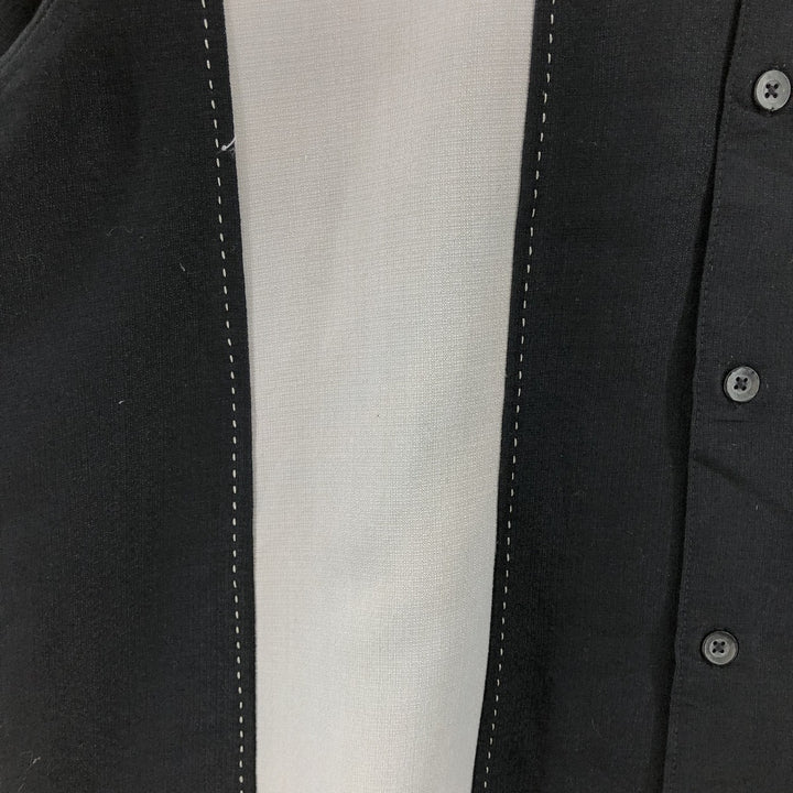 MILANO BAY Two-tone short-sleeve open-collar rayon shirt, box shirt, men's size M Rayon black type Vintage Second Hand