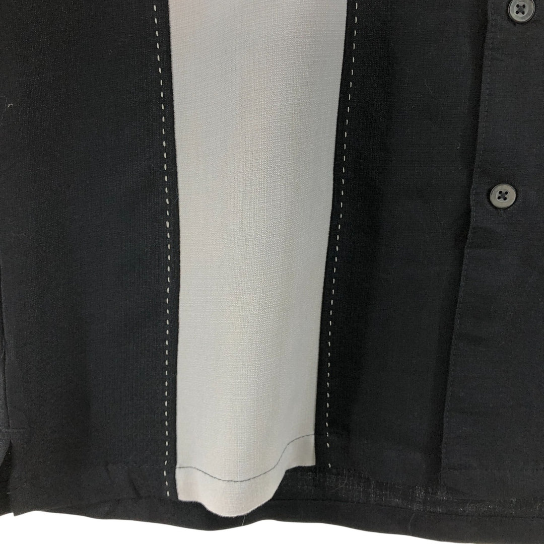 MILANO BAY Two-tone short-sleeve open-collar rayon shirt, box shirt, men's size M Rayon black type Vintage Second Hand