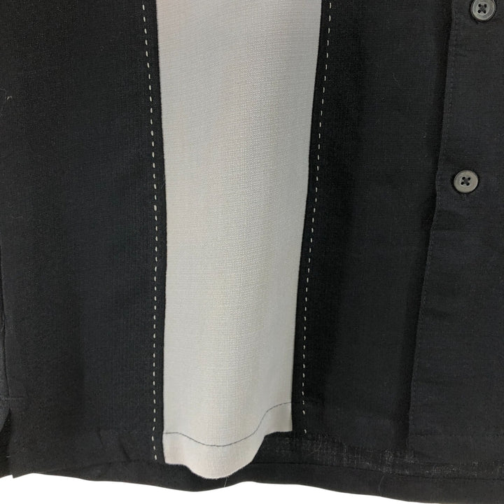 MILANO BAY Two-tone short-sleeve open-collar rayon shirt, box shirt, men's size M Rayon black type Vintage Second Hand