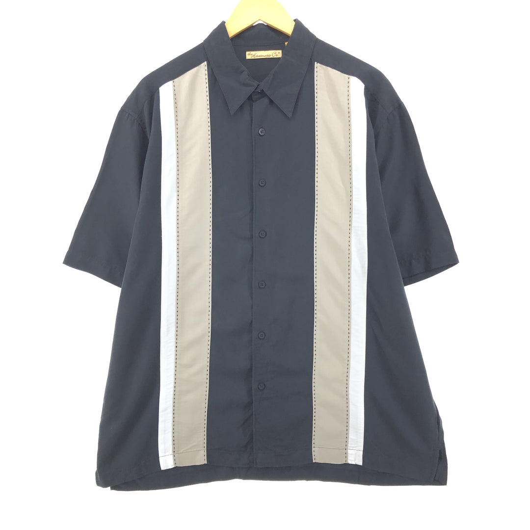 THE HAVANERA CO. Two-tone short-sleeve rayon shirt, box shirt, men's size XL Rayon black type Vintage Second Hand