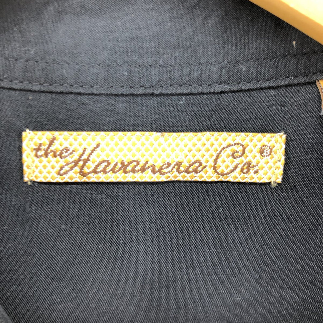 THE HAVANERA CO. Two-tone short-sleeve rayon shirt, box shirt, men's size XL Rayon black type Vintage Second Hand