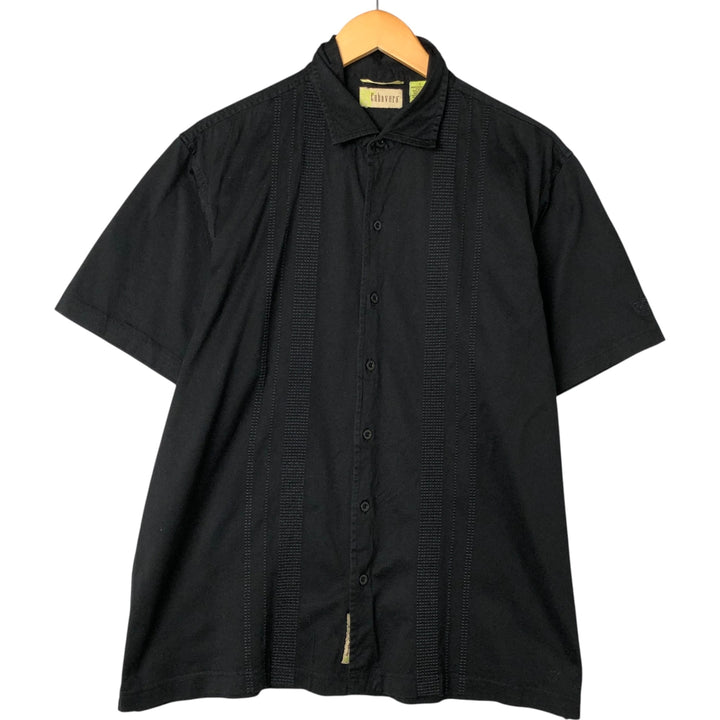 Cubavera Short Sleeve Mexican Shirt, Cuban Shirt, Men's Size L cotton black type Vintage Second Hand