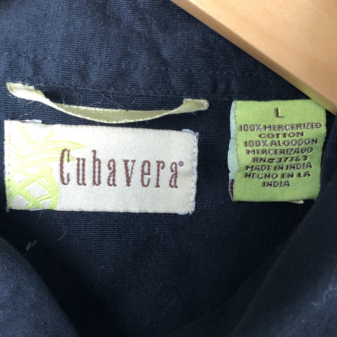 Cubavera Short Sleeve Mexican Shirt, Cuban Shirt, Men's Size L cotton black type Vintage Second Hand