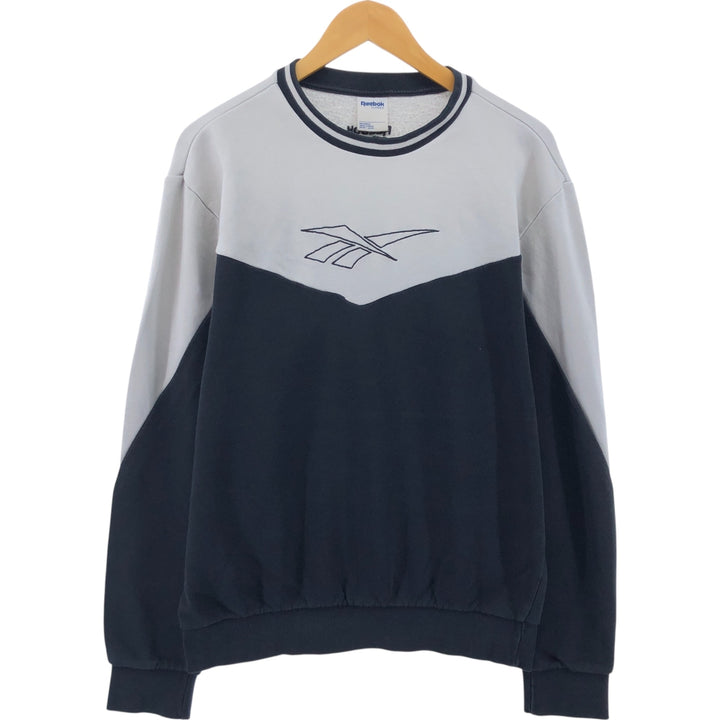 Reebok Two-tone logo sweatshirt, men's size M cotton gray type Vintage Second Hand