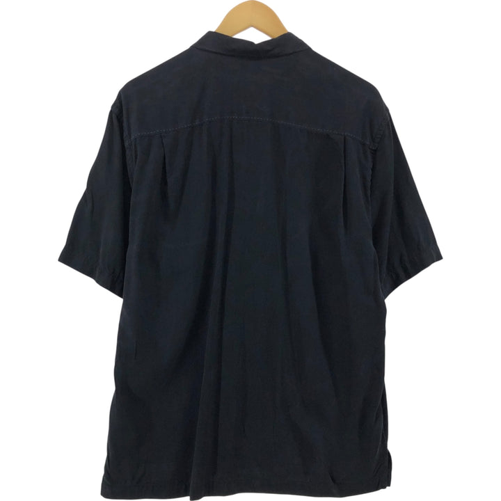Tommy Bahama short sleeve open collar silk shirt, box shirt, men's M size silk black type Vintage Second Hand
