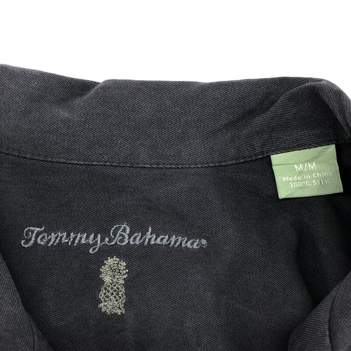 Tommy Bahama short sleeve open collar silk shirt, box shirt, men's M size silk black type Vintage Second Hand