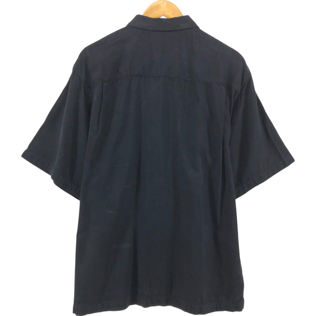 Tommy Bahama short sleeve open collar silk shirt, box shirt, men's size L silk black type Vintage Second Hand