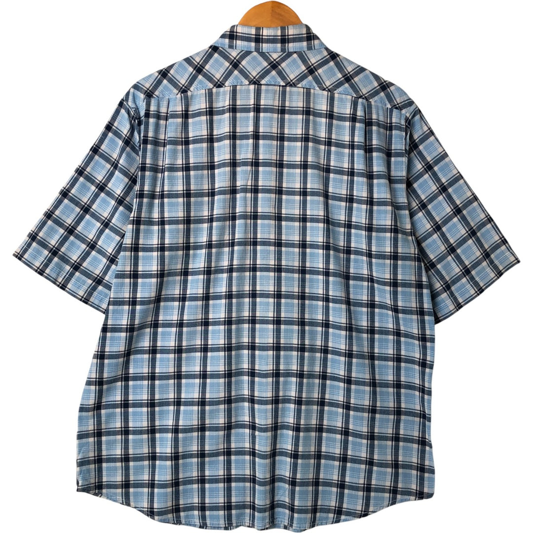 00'S Ralph Lauren POLO JEANS COMPANY short sleeve button down check shirt men's size L cotton Blue type light blue Vintage Second Hand