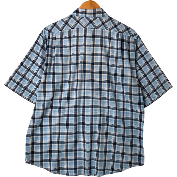 00'S Ralph Lauren POLO JEANS COMPANY short sleeve button down check shirt men's size L cotton Blue type light blue Vintage Second Hand