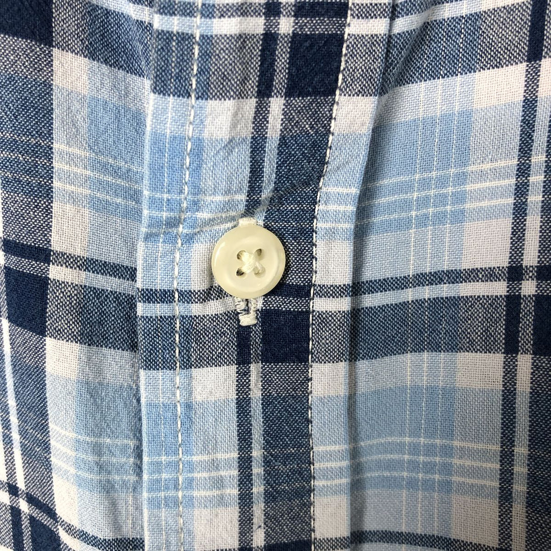 00'S Ralph Lauren POLO JEANS COMPANY short sleeve button down check shirt men's size L cotton Blue type light blue Vintage Second Hand
