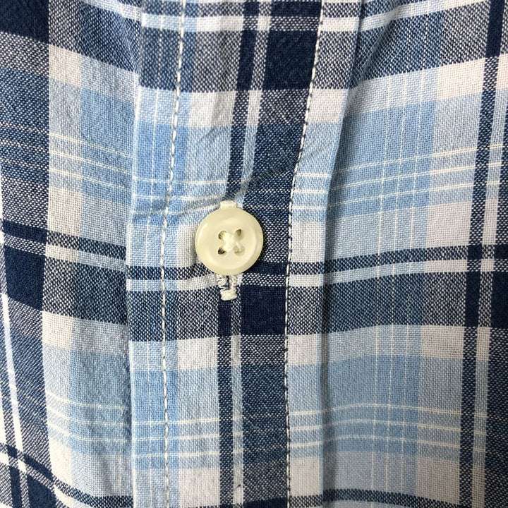 00'S Ralph Lauren POLO JEANS COMPANY short sleeve button down check shirt men's size L cotton Blue type light blue Vintage Second Hand