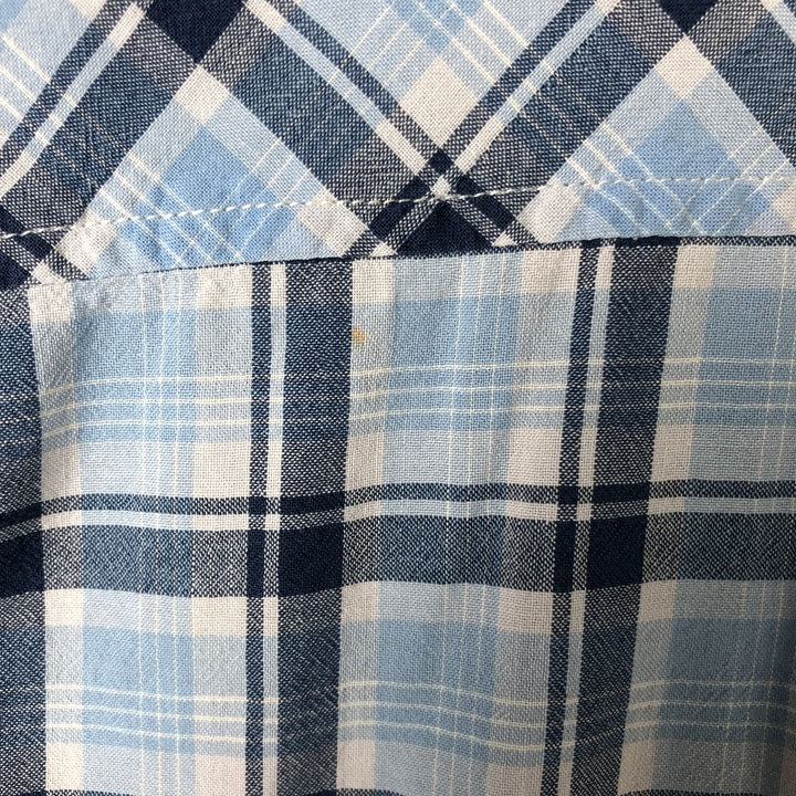 00'S Ralph Lauren POLO JEANS COMPANY short sleeve button down check shirt men's size L cotton Blue type light blue Vintage Second Hand