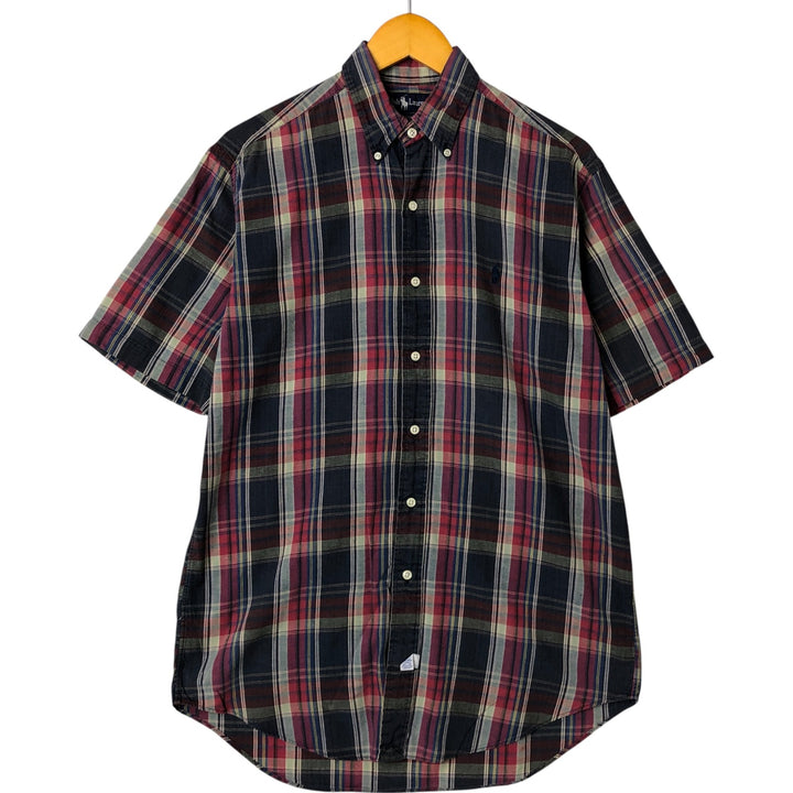Ralph Lauren short sleeve button down check shirt, men's size S cotton red type Vintage Second Hand