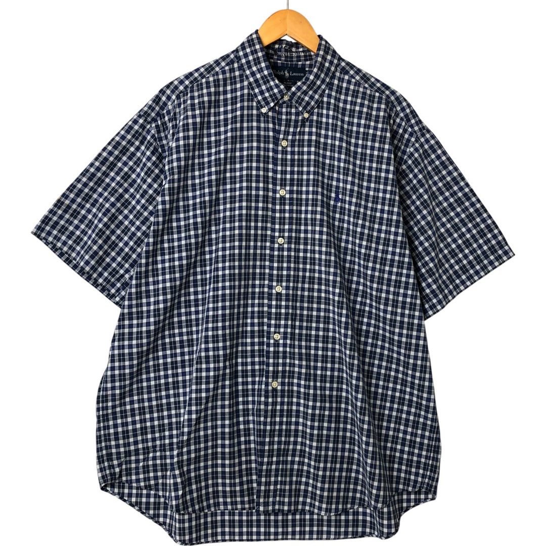 Ralph Lauren BLAKE short sleeve button down check shirt men's XL size cotton blue type Vintage Second Hand