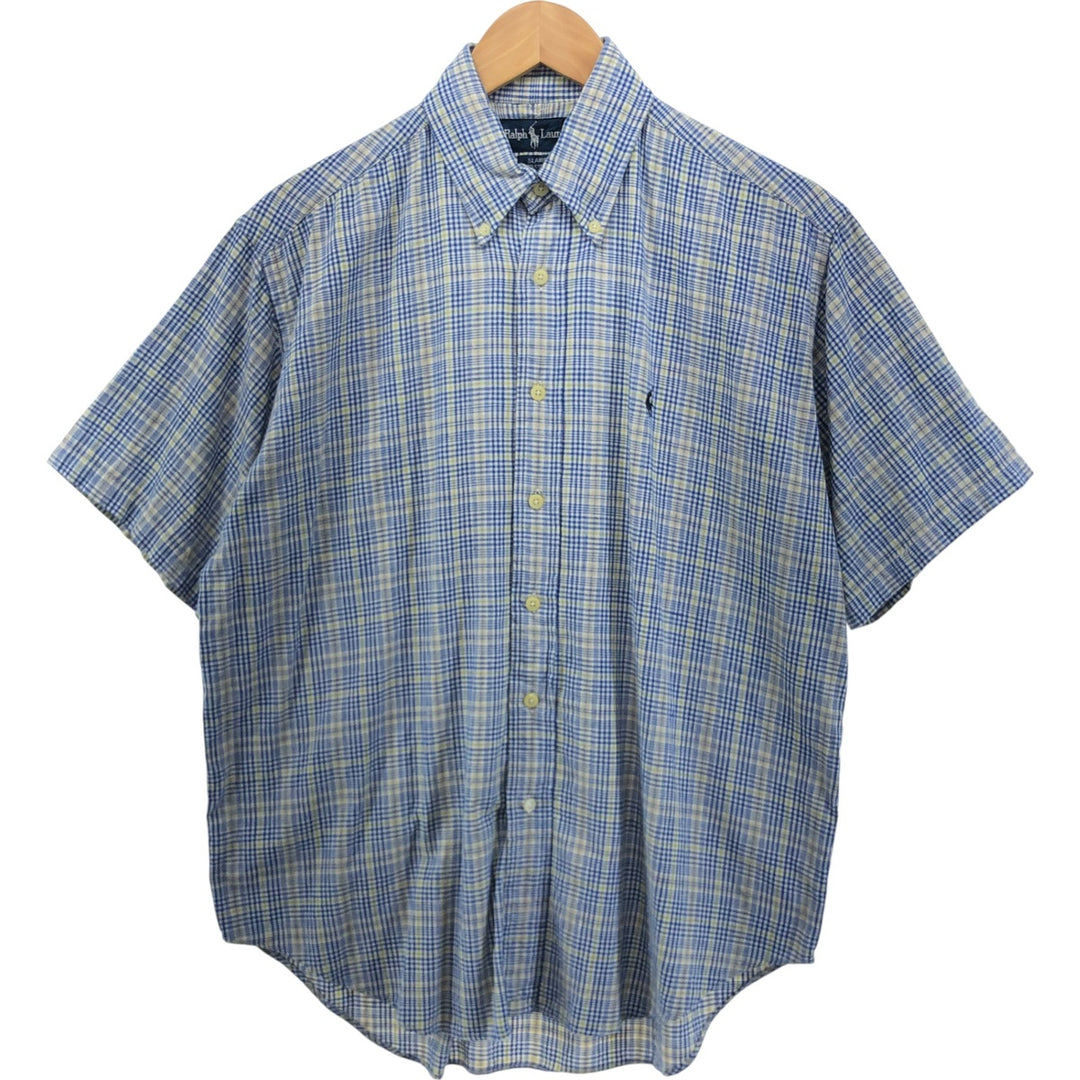 90'S Ralph Lauren CHAPS short sleeve button down check shirt men's size M vintage cotton green type Vintage Second Hand