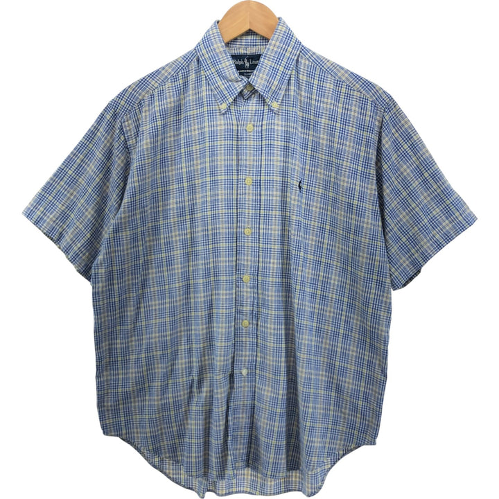 90'S Ralph Lauren CHAPS short sleeve button down check shirt men's size M vintage cotton green type Vintage Second Hand